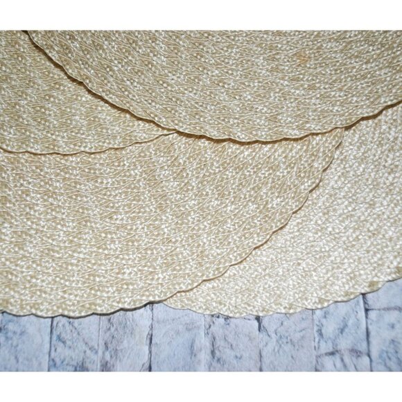 Light Tan Brown Woven Summer Round Placemat Set of 4 Braided Table Mats 15" - Picture 6 of 8